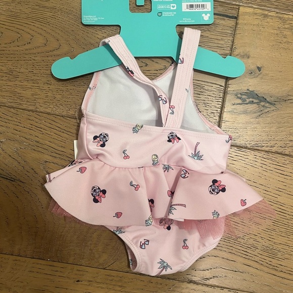NWT Disney Baby Girl Swimsuit Tutu Minnie Mouse Pink Snap One Piece 6 months - Picture 2 of 6